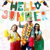HOWAF Hello Summer Banner, Tropical Flamingo Parrot Theme Summer Beach