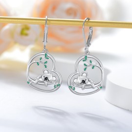 PARYFO Koala Earrings 925 Sterling Silver Koala Dangle Earrings Cute Animal Koala Bear Leverback Earrings Hanging Koala Jewellery Gifts for Women, Sterling Silver