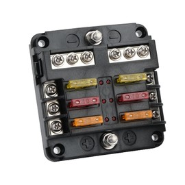 Zoyseay 6 Way Fuse Block,12V LED Indicator, Waterproof and Damp-Proof Cover with Blade Fuses,Applicable to Cars, Trucks, Yachts, Electric Window Modifications, Lighting Systems