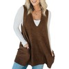 Saodimallsu Womens Sleeveless Sweater Vest V Neck Loose Knit Casual