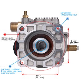 Mikatesi 3/4" Shaft Horizontal Pressure Washer Pump - 2600-3000 PSI @ 2.5 GPM - Original Engineering OEM Pump for Honda Simpson Ryobi Etc Most Brand gas engine power washer