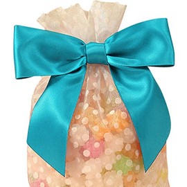 12ea - 1 1/2" X 4 1/2" Turquoise Satin Bow On A Wire
