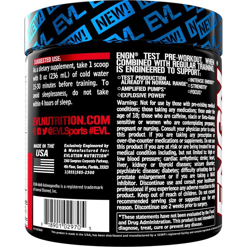 Evlution Nutrition ENGN Test - Intense Pre-Workout with Creatine -
