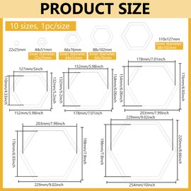 BENECREAT 10pcs Sewing Template Hexagon Quilting Template Transparent Acrylic Template 10 Size Patchwork Tools DIY Quilting Ruler for Sewing Craft Sewing Tools Clothes Drawing