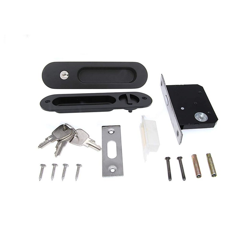 HOCONNIE Pocket Door Handle with Key Sliding Door Lock Keyed