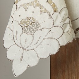 Violet Linen Sapphire Embroidered Design Tablecloth Size: 52" X 70", Color: Beige