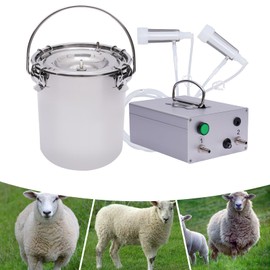 Electric Milking Machine, 110V 5L/7L Vacuum Pulsation Milking Machine with Single Stainless Steel Bucket Milking Machine Portable for Farm Sheep Goat Only (5L)