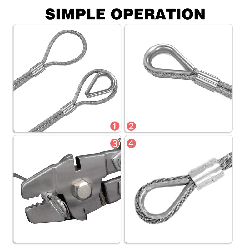 Sanuke Wire Rope Crimp Kit with 100ft 1/16 304 Stainless