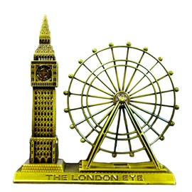 Bells Box Big Ben & Rotating London Eye Alloy Metal Figurine – London Souvenir Landmark Decoration Model Statue