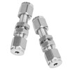 2Pcs Bulkhead Connector 316 Stainless Steel Double Ferrule Wear Plate