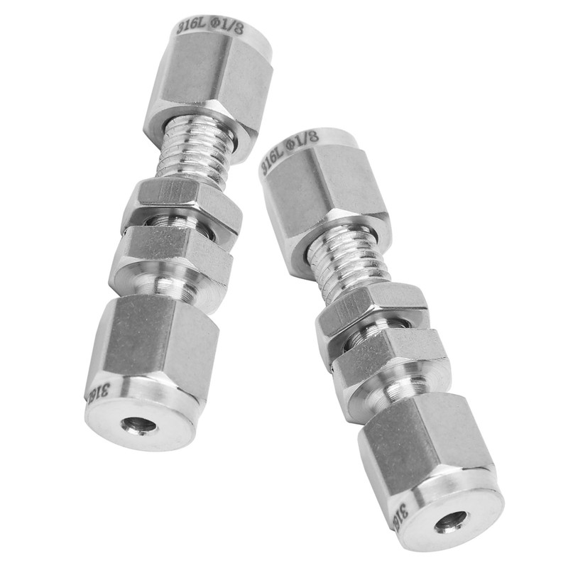 2Pcs Bulkhead Connector 316 Stainless Steel Double Ferrule Wear Plate