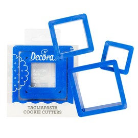 DECORA 0255304 Set 3 Ausstecher quadratisch 3,5 5 7 H 2,2 cm, Kunststoff, Rosa, 3
