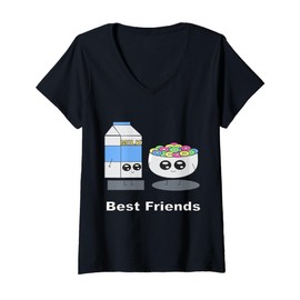 Womens Best Friends BFF Milk and Cornflakes Birthday Idea V-Neck T-Shirt