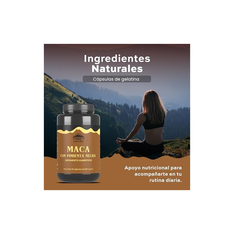 Maca Amarilla Con Pimienta Negra - 90 Cápsulas 500 mg