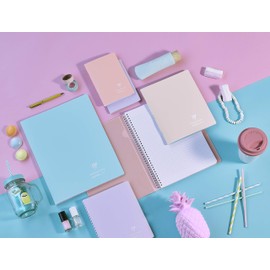Clairefontaine - Ref 376778C - Koverbook Blush Wirebound Notebook (80 Sheets) - A4 Size, Lined Ruling, 90gsm Brushed Vellum Paper, Pastel Polypro Cover - Powder Pink