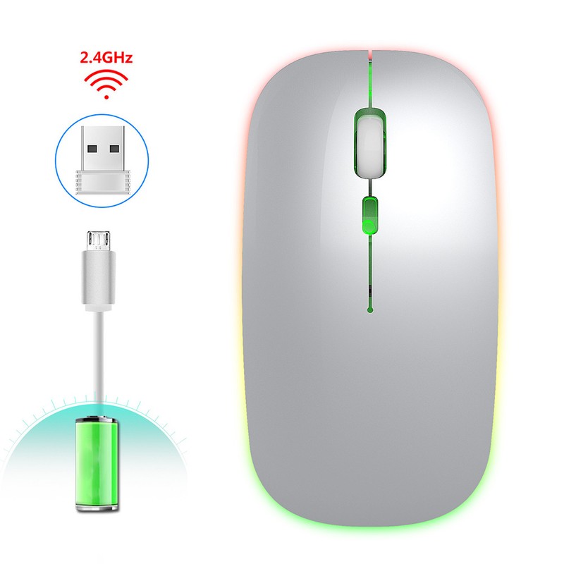 HXSJ Wireless Mouse Rechargeable for Windows/XP/Vista/Me 2.4G Colorful Light Office
