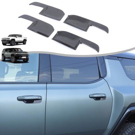 Car Door Pull Handle Bowl Cover Trim for 2024 2025 Hummer EV Pickup/SUV, Exterior Door Panel Handle Bowl Inserts Accessories Scratch Guard Protector Sticker, Kits (Carbon Fibre Black)