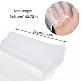 Wanmu 2 Pcs 4 Yards White Flower Wrapping Mesh, Translucen Pearl Edge Wrinkled Bouquet Floral Packaging Paper for Valentine's Day Mother's Day Florist Wedding Gift Packaging DIY Crafts Decorations