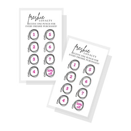 Freshie Loyalty Cards with Rope and Hot Pink | 50 Pack | 2" x 3.5" inches Business Card Size | Freshies Supplies | Customer Loyalty | White Card with Hot Pink