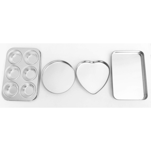 Quadrapoint Deluxe Pan Set Compatible with Easy Bake Ultimate Oven Includes Cupcake, Rectangular, Round and Heart Pans
