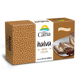 Little Caria Traditional Halva with Cocoa | 15.2 ounces | Vegan, Gluten-free Mediterranean Dessert