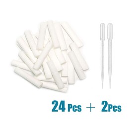 zison 24 Pack Cotton Wick Essential Oil Inhaler Replacement Kit,Highly Absorbent Cotton 4 cm (1 5/8 inch) Blank Nasal Sticks, 2 Mini Droppers.for Essential Oil Inhalers.