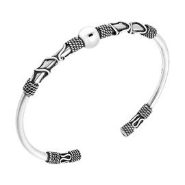 Balinese Weaving .925 Sterling Silver Open Ended Adjustable Cuff Bracelet