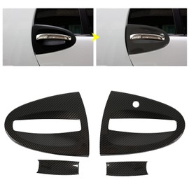 Exterior Door Handle Bowl Cover, 4pcs Carbon Fiber Car Exterior Door Handle Bowl Cover Trim Replacement for Fortwo W451 2009?2015