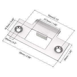 sourcing map Door Strike Plate, 68mm x 39mm 201 Stainless Steel Latch Deadbolt Strike Plate for Door Frame Door Jamb, Silver