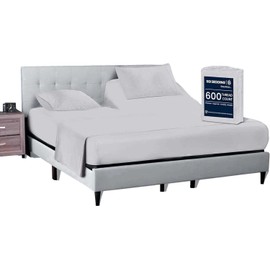 SGI bedding 34" King Split Top Flex Head Sheet 100% Egyptian Cotton Sheet Set - 600 Thread Count Flex Top Sheet Adjustable Bed - 4 Piece Sheet Set 15" Deep Pocket Sleep Number Bed - Silver
