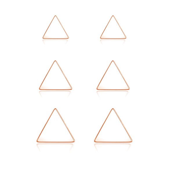 Glintara Silver Studs Earrings, 3 Pairs 925 Sterling Silver Triangle