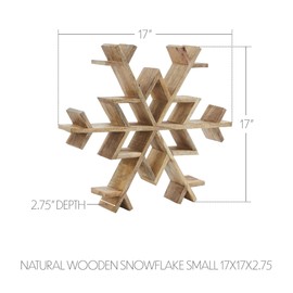 VHC Brands Natural Wooden Snowflake Small 17x17x2.75