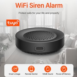 UanTii Tuya Smart Siren Alarm 100dB Loud Speaker WiFi Siren Speaker with Strobe Light Alert for Home Security System Works with Smart Life App (Black)