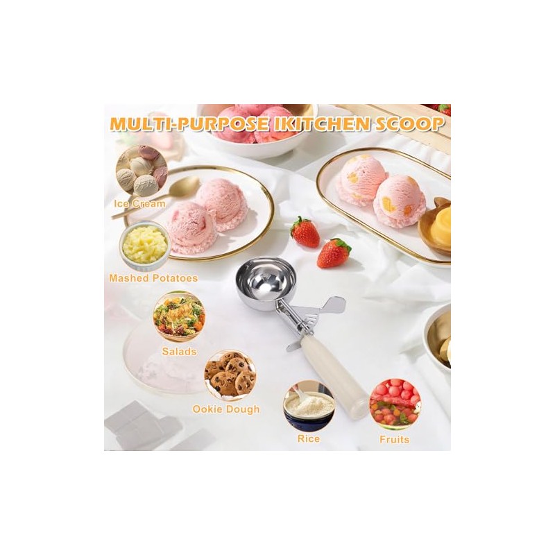 Cuchara Para Helado con Palanca, Acero Inoxidable 304, Mango Antideslizante