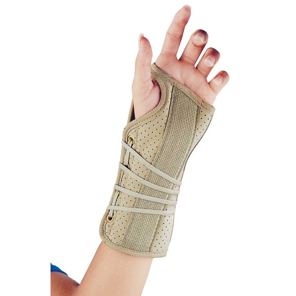 Florida Orthopedics Soft Suede Finish Cock-Up Wrist Brace,Beige,Left Large
