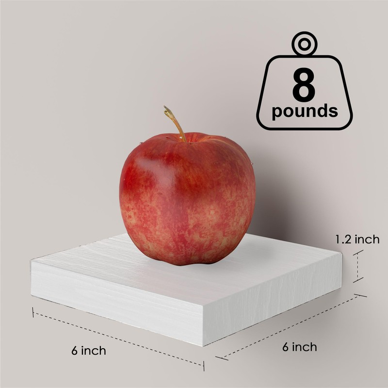 PopiShelves Small Floating Shelves for Wall - 6 Inch Mini