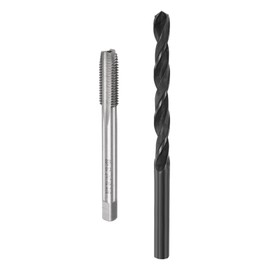 sourcing map Tap and Drill Bit Set, 5/16-24 UNF Thread Tap & 7/25" Black Oxide Twist Drill Bit, Straight Flute Tap Tapping Threading Repair Tool Kit