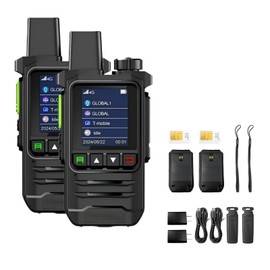 2Units Portable Radios Unlimited Range Nationwide Global Walkie Talkie 5000 MilesTwo Way Radios & 5000mAh Type-C Battery with SIM Cards