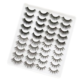 20 Pares de Pestañas Naturales, Pestañas Postizas 3D Esponjosas, Gruesas y Cómodas para Fiestas, Trabajo, Compras