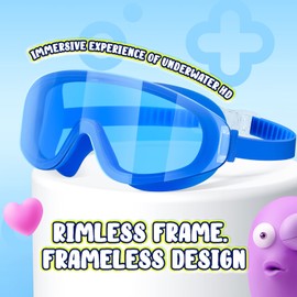 EasYoung Frameless Kids Swim Goggles, 2-Pack Swimming Goggles for Kids, Child, Boys or Girls From 6-12, Wide View Pool Goggle