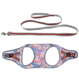 DYAprWu Breathable Air-mesh Dog Harness and Leash Set Step-in Vest Harness and Leash Set for Small Medium Dodgs and Cats (XL(Neck Girth 18"/Chest Girth 20"), Pink)