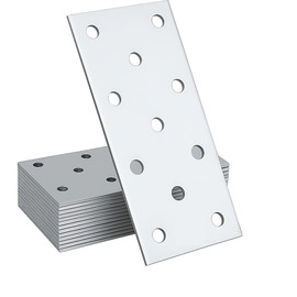 HAFD 10x Heavy Duty Flat Joining Plates – Galvanised Steel Brackets for Wood, Timber, Furniture or Decking Repairs – Strong Metal Mending Connector Strips with 10 Pre-Drilled Holes (100 x 40 x 2)