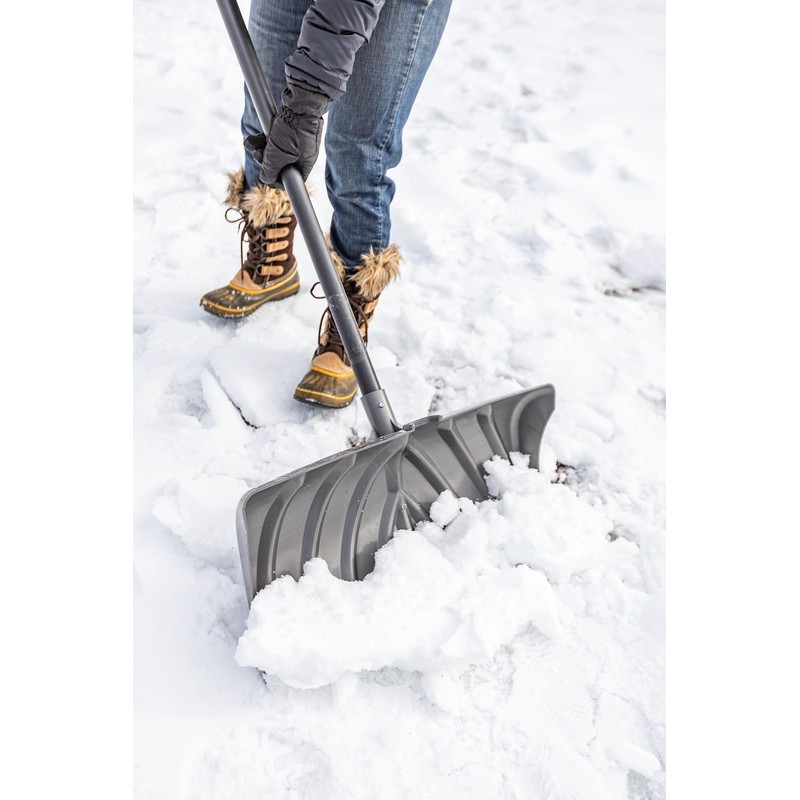 Suncast 24-Inch Snow Shovel and Pusher Combo with Durable Galvanized