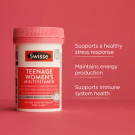Swisse Ultivite Teenage Women's Multivitamin - With B vitamins, magnesium, iron and more to support general health - 60 Tablets