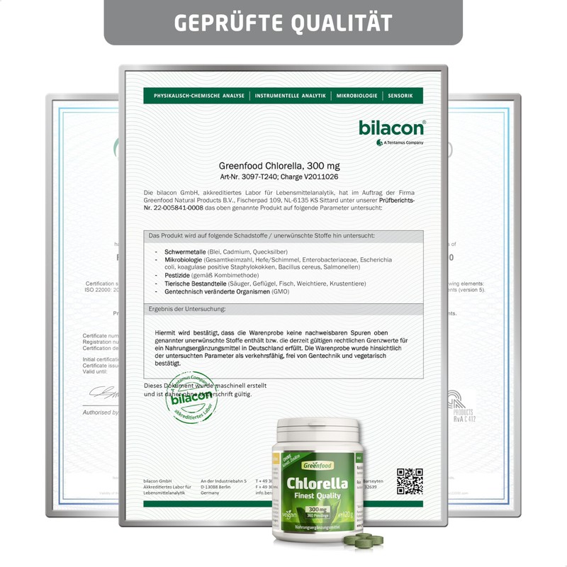 Greenfood Chlorella, 300 mg, 240 pellets - rich in chlorophyll,