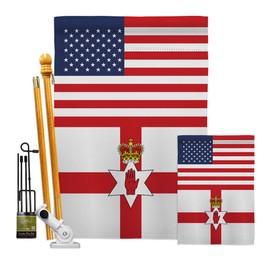 Nationality Ireland-Northern US Friendship Garden House Flags Kit Regional Nation International World Country Particular Area Small Decorative Gift Yard Banner Double-Sided Made in USA 28 X 40