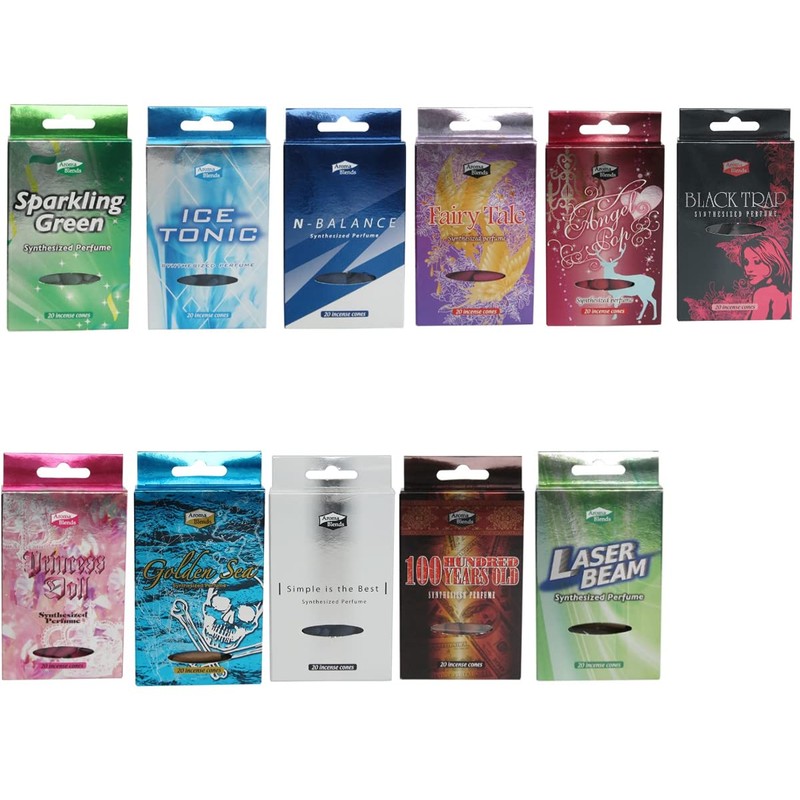 Palmart Aroma Blends Incense Cones Set of 8 Types of