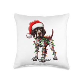German Shorthaired Pointer Christmas Costume Santa For Dog Throw Pillow