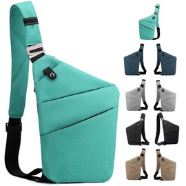 Anti Theft Wander Bag -Anti Theft Travel Bag for Women & Men Slim Sling Bag CrossBody with Adjustable Strap (Green Left)