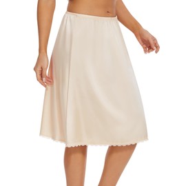 MANCYFIT Women's Half Slips for Under Dresses Slip Skirt Extender Satin Underskirt Nude Medium